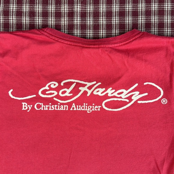 Woman’s Vintage Ed Hardy By Christian Audigier Red Devil Mermaid Shirt - Picture 5 of 6